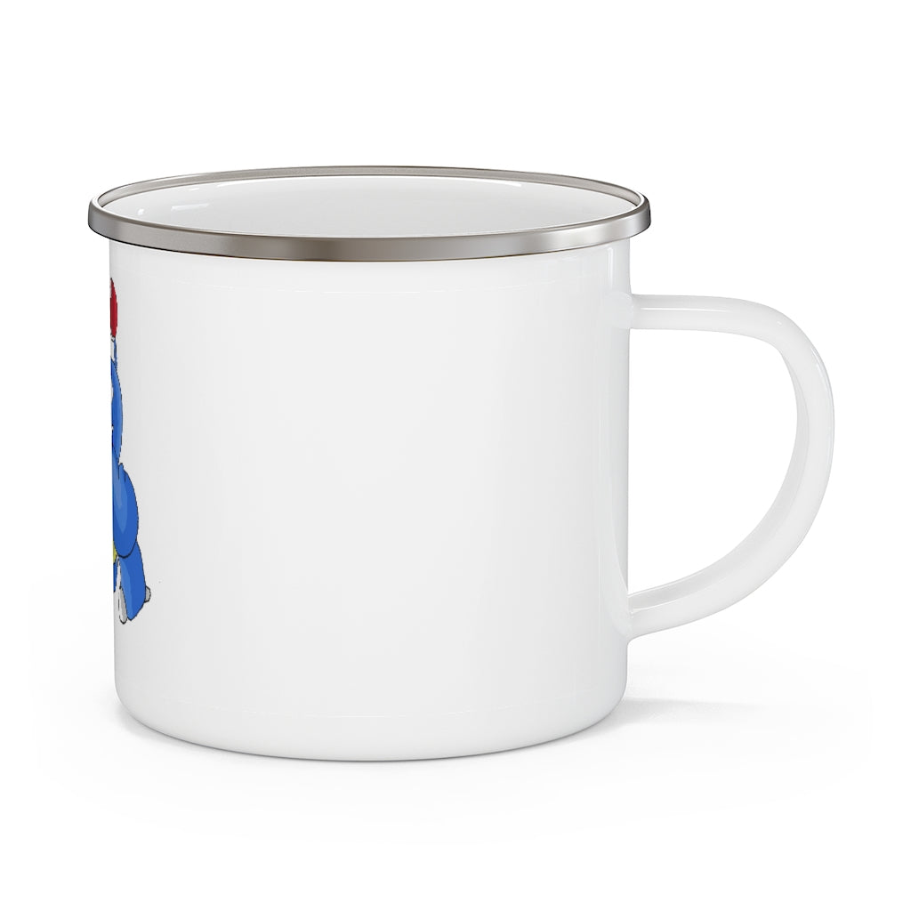 Corteneir Enamel Camping Mug with a C-handle, featuring a durable stainless steel design and personalized full-color printing.