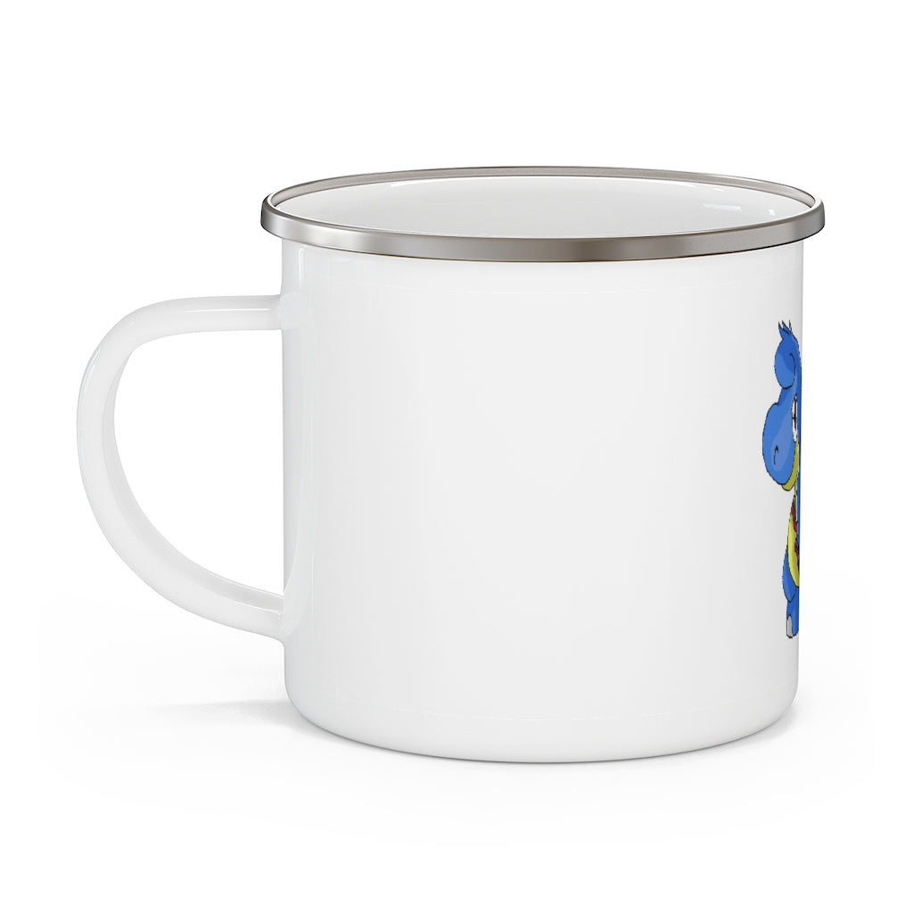 Corteneir Enamel Camping Mug with a C-handle, featuring a durable stainless steel design and personalized full-color printing.