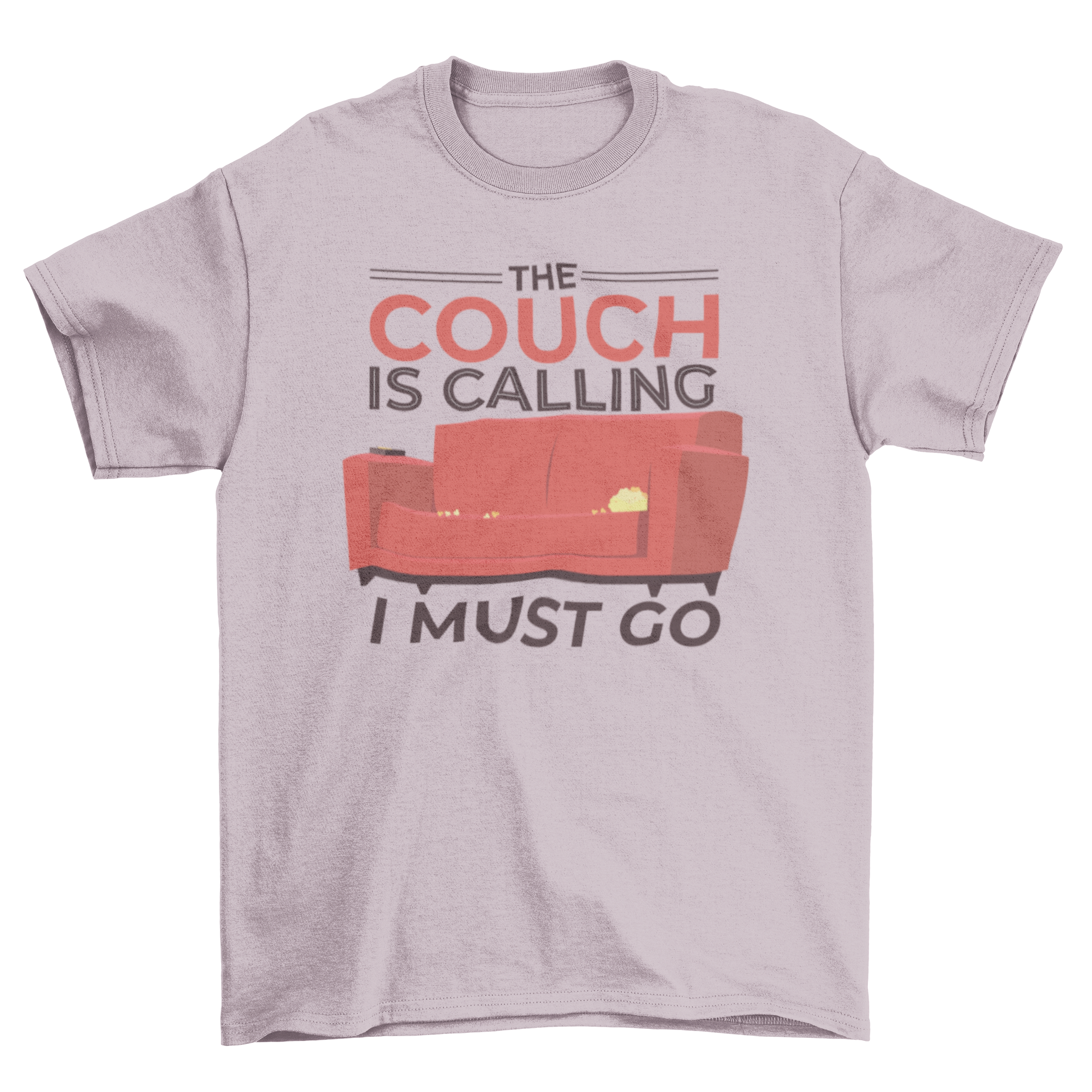 Couch Calling Funny T-shirt featuring a couch graphic and humorous text.
