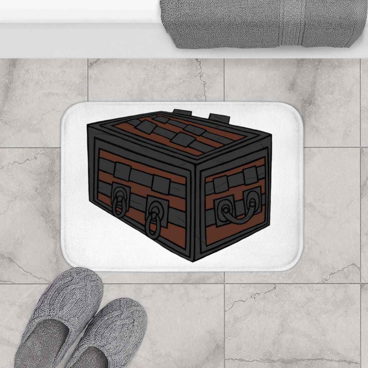 Crate Bath Mat featuring stylish design and anti-slip backing, made from soft microfiber.