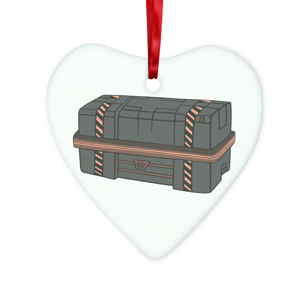 Crate Glass Hanging Ornament in round and heart shapes, elegantly displayed with red ribbon and gold string.