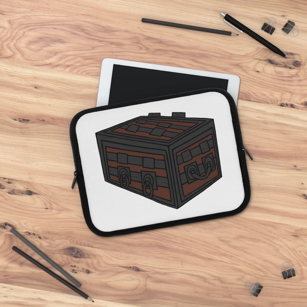 Crate Laptop Sleeve featuring a customizable front and black polyester back, designed for durability and water resistance.