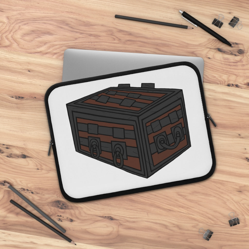 Crate Laptop Sleeve featuring a customizable front and black polyester back, designed for durability and water resistance.