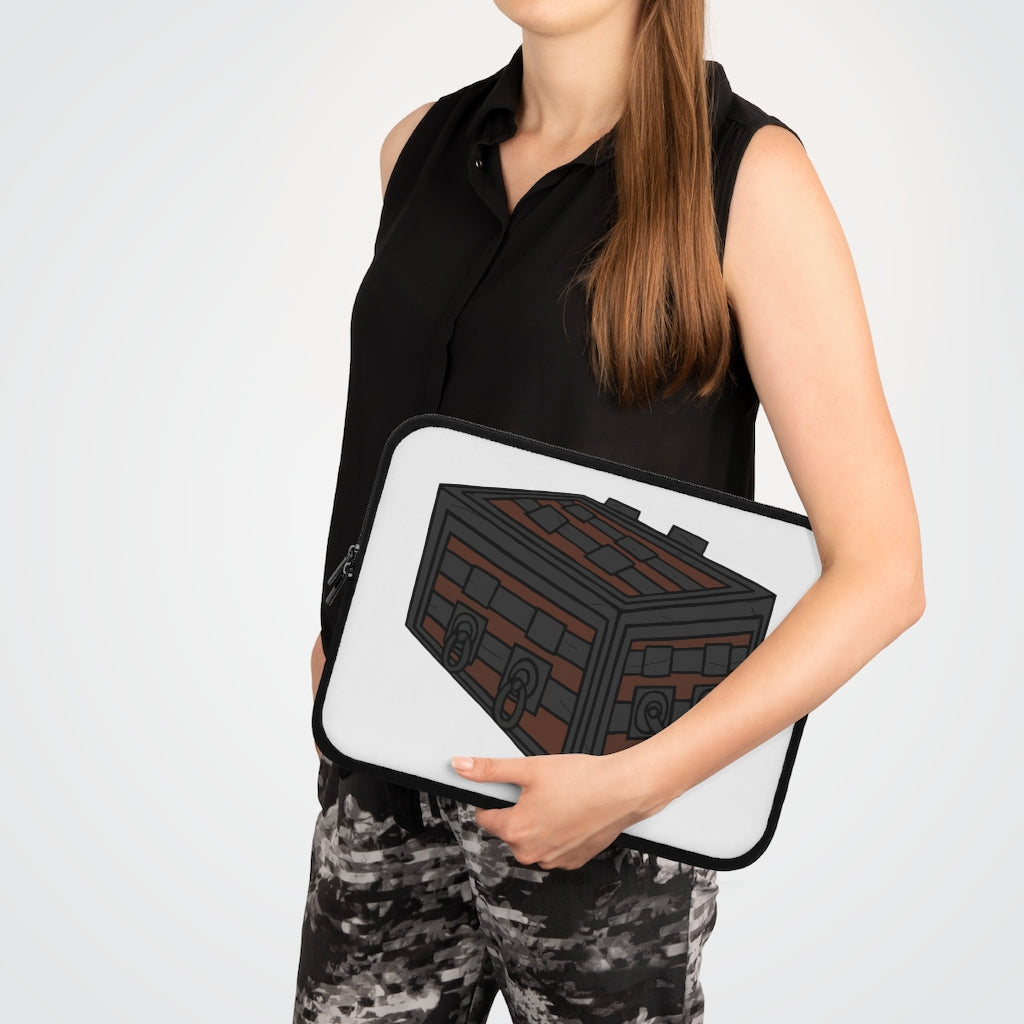 Crate Laptop Sleeve featuring a customizable front and black polyester back, designed for durability and water resistance.