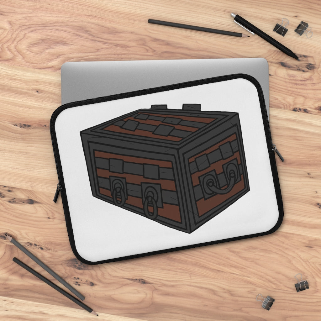 Crate Laptop Sleeve featuring a customizable front and black polyester back, designed for durability and water resistance.