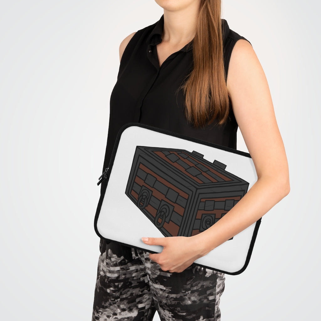 Crate Laptop Sleeve featuring a customizable front and black polyester back, designed for durability and water resistance.