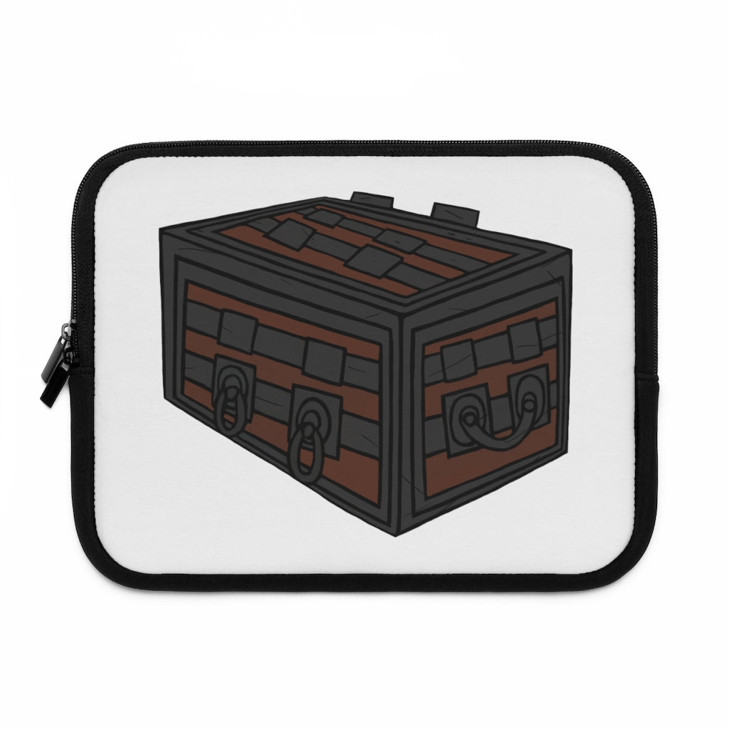 Crate Laptop Sleeve featuring a customizable front and black polyester back, designed for durability and water resistance.