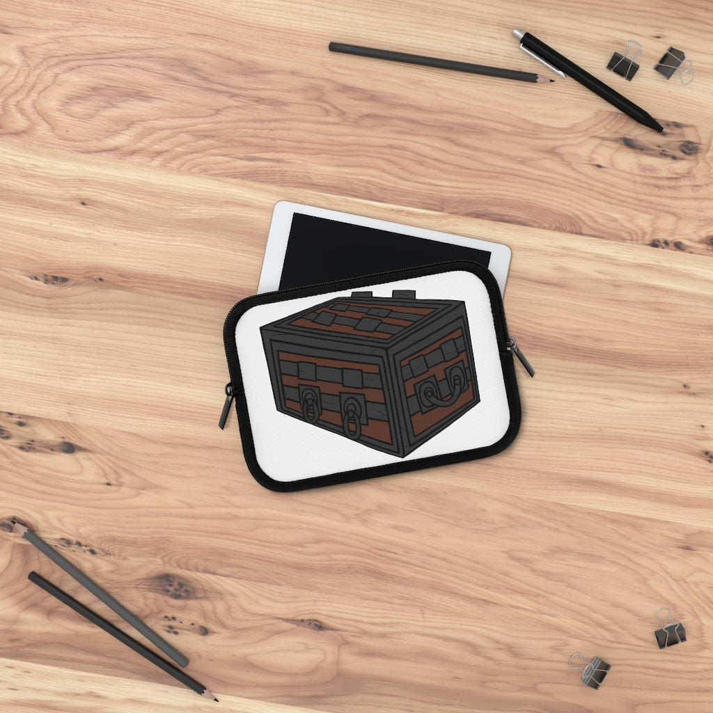 Crate Laptop Sleeve featuring a customizable front and black polyester back, designed for durability and water resistance.