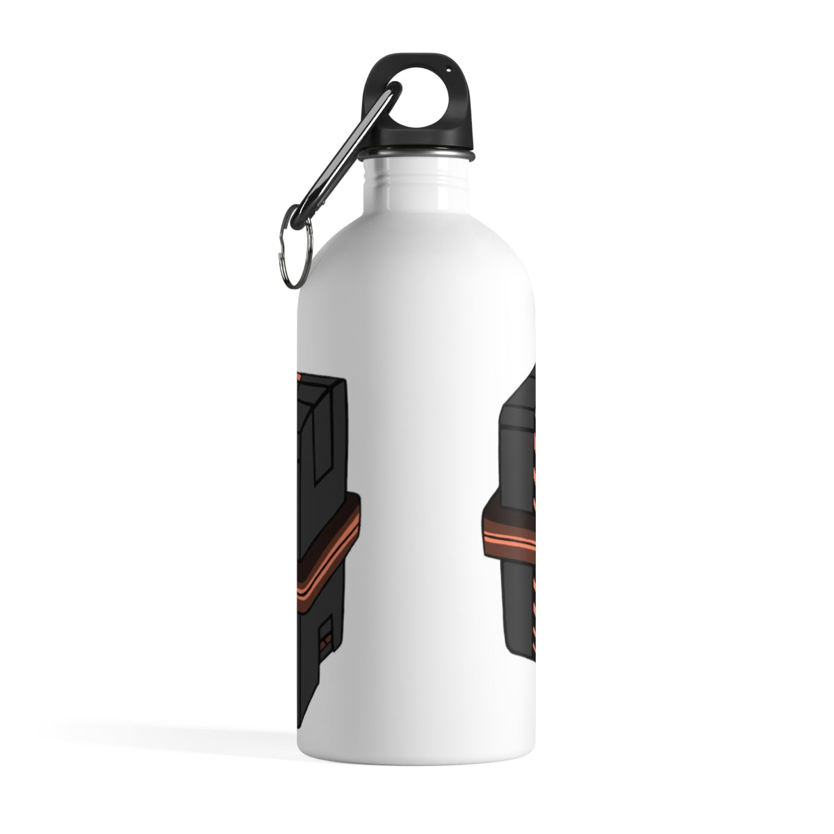 Crate Stainless Steel Water Bottle with a plastic screw top and carabiner, showcasing its sleek design and lightweight construction.