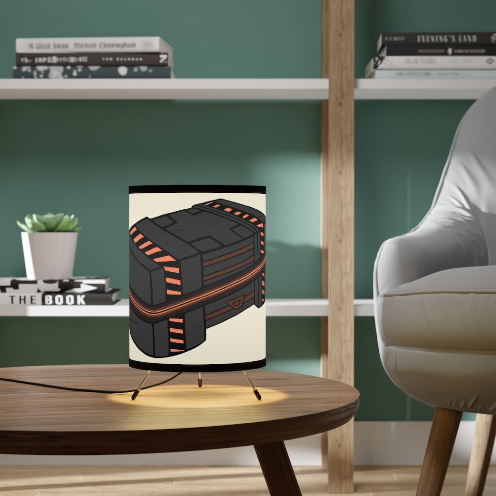 Crate Tripod Lamp featuring a galvanized steel base and custom high-resolution printed shade, ideal for US and CA plugs.