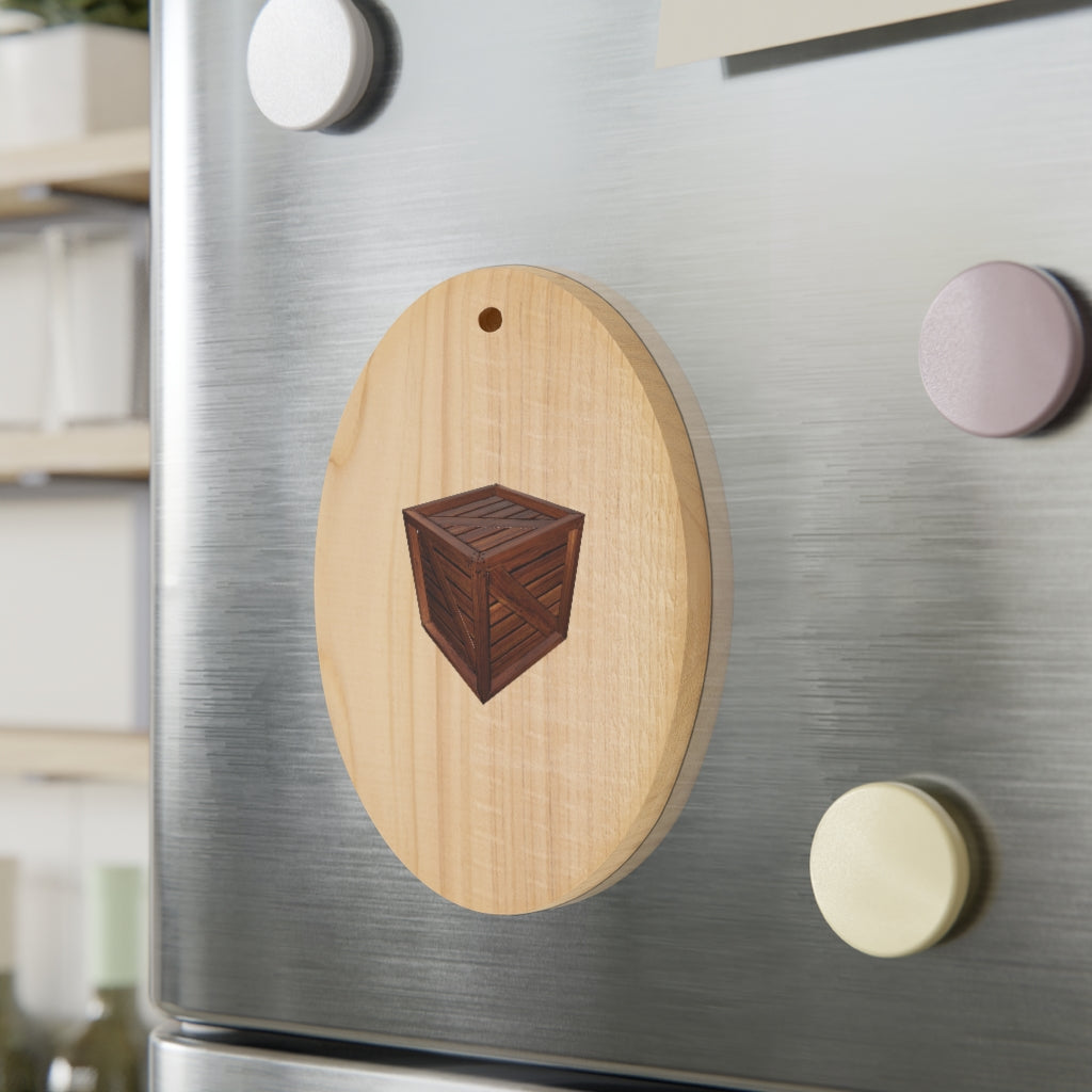 A collection of Crate Wooden Christmas Ornaments in various whimsical shapes, featuring a rustic wood finish and red ribbons for hanging.