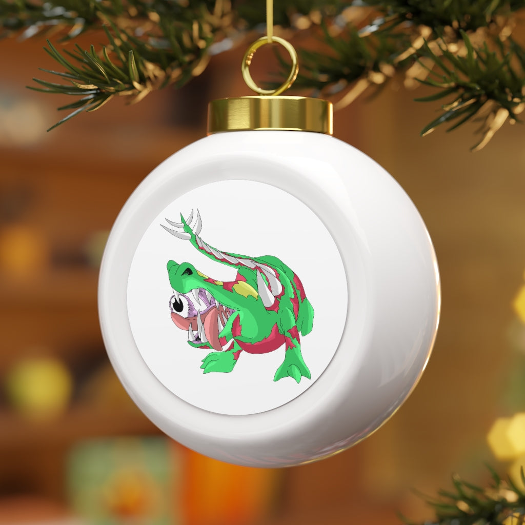 Crawnawsome Christmas Ball Ornament featuring a glossy finish, gold ribbon, and vintage design, perfect for personalized holiday decor.