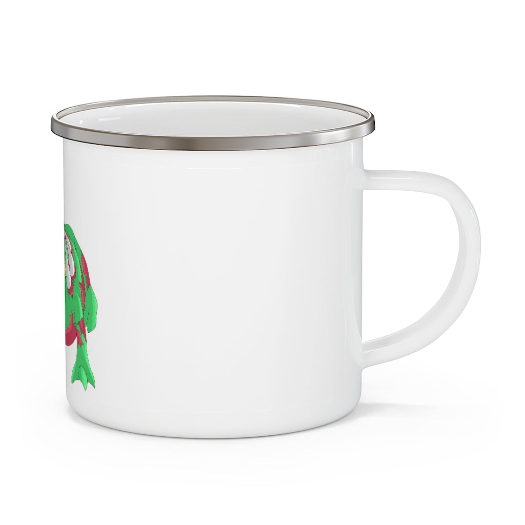 Crawnawsome Enamel Camping Mug featuring a durable design, customizable print, and a C-handle for easy grip.