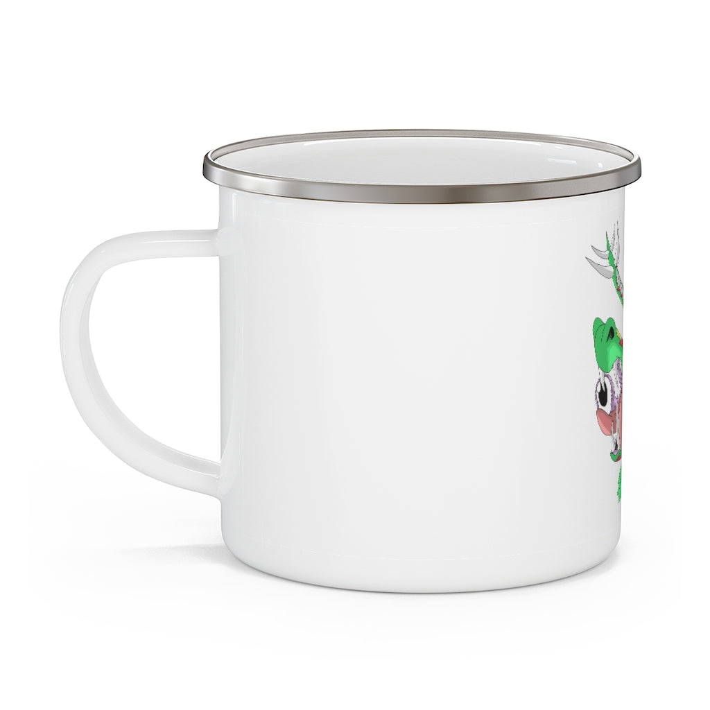 Crawnawsome Enamel Camping Mug featuring a durable design, customizable print, and a C-handle for easy grip.