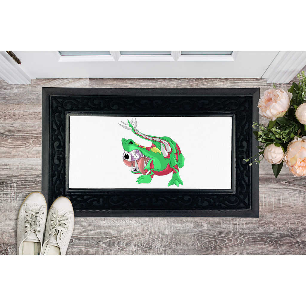 Crawnawsome Sublimation Heavy Duty Door Mat with a removable fabric center and stylish brush border, designed for durability and customization.