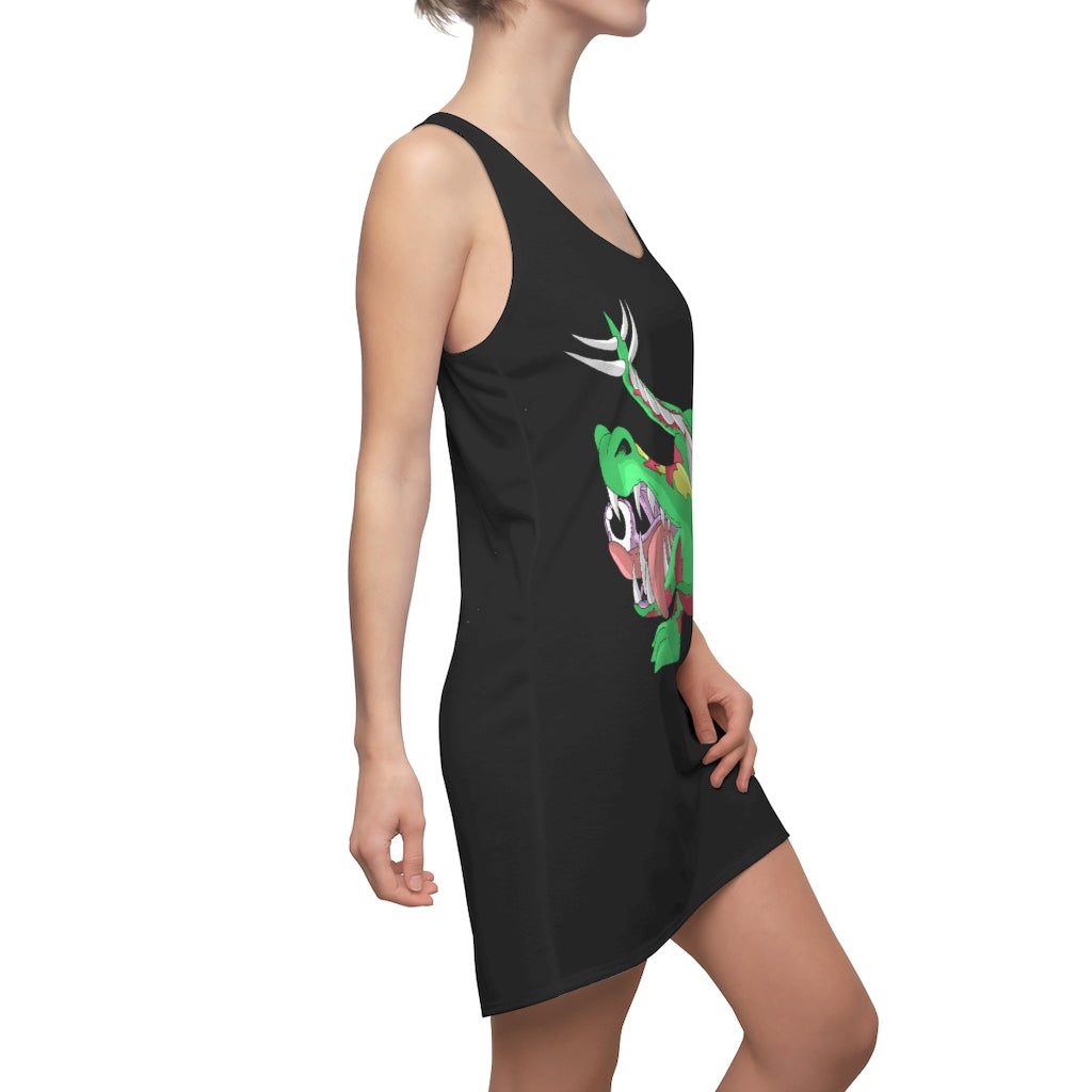 Crawnawsome Women's Cut & Sew Racerback Dress showcasing a stylish and feminine design with a sporty fit, made from lightweight polyester.