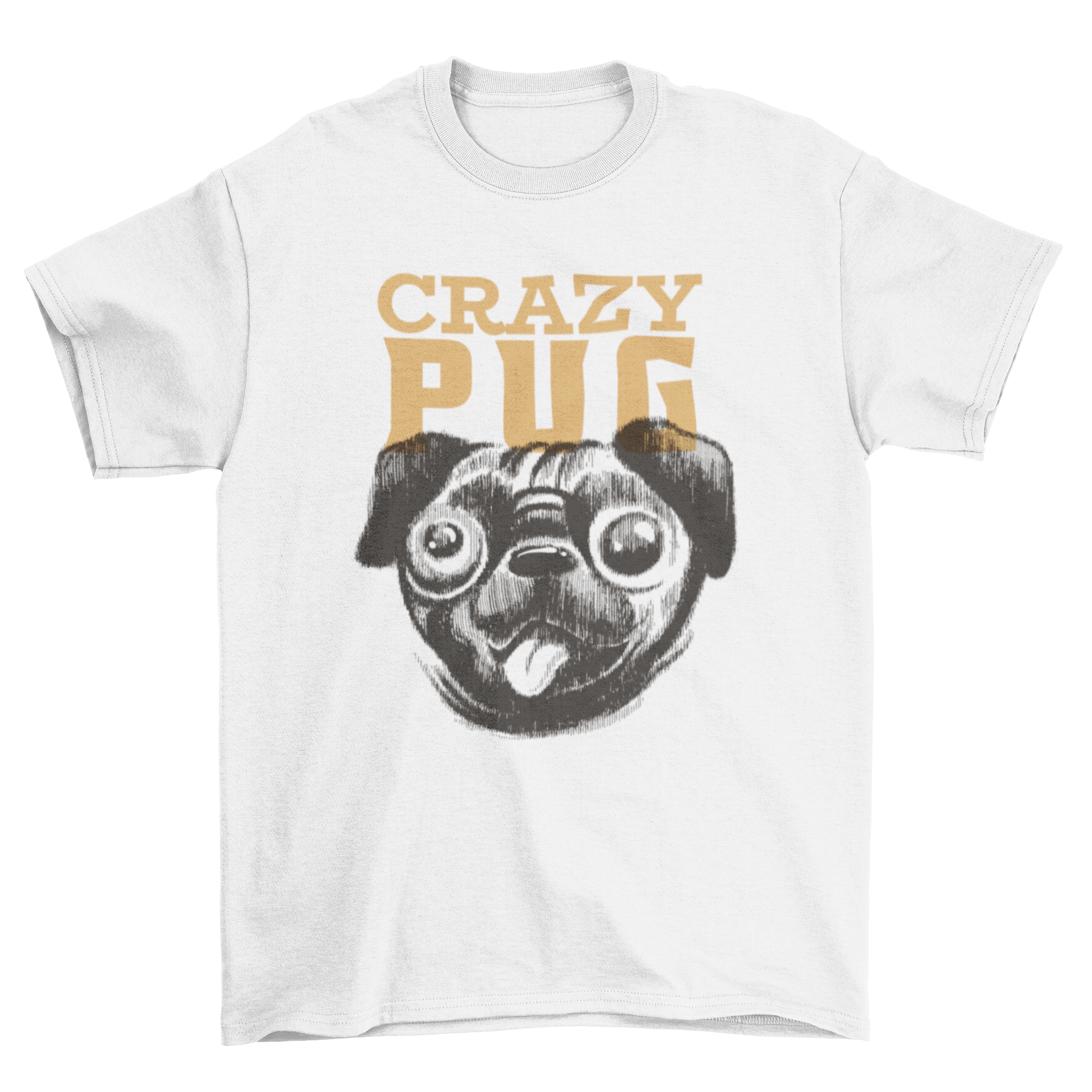 A humorous t-shirt featuring a cute pug with the caption 'Crazy Pug', perfect for dog lovers.