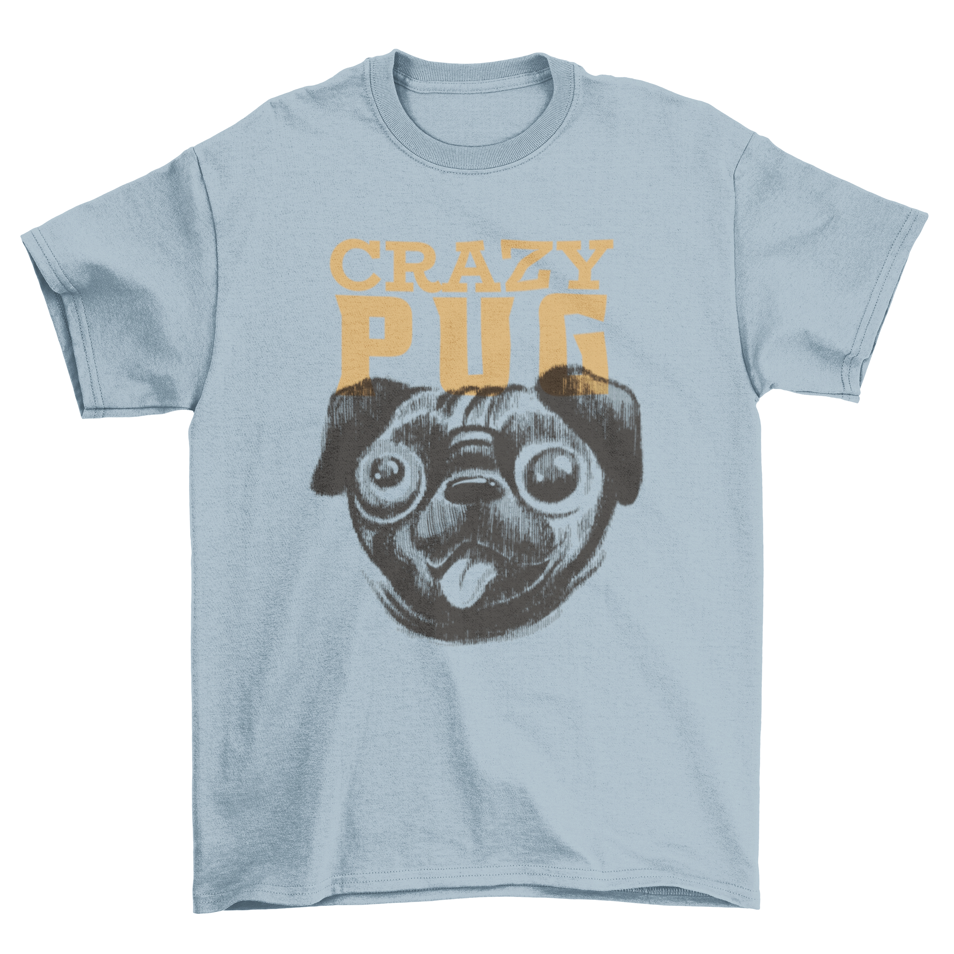A humorous t-shirt featuring a cute pug with the caption 'Crazy Pug', perfect for dog lovers.