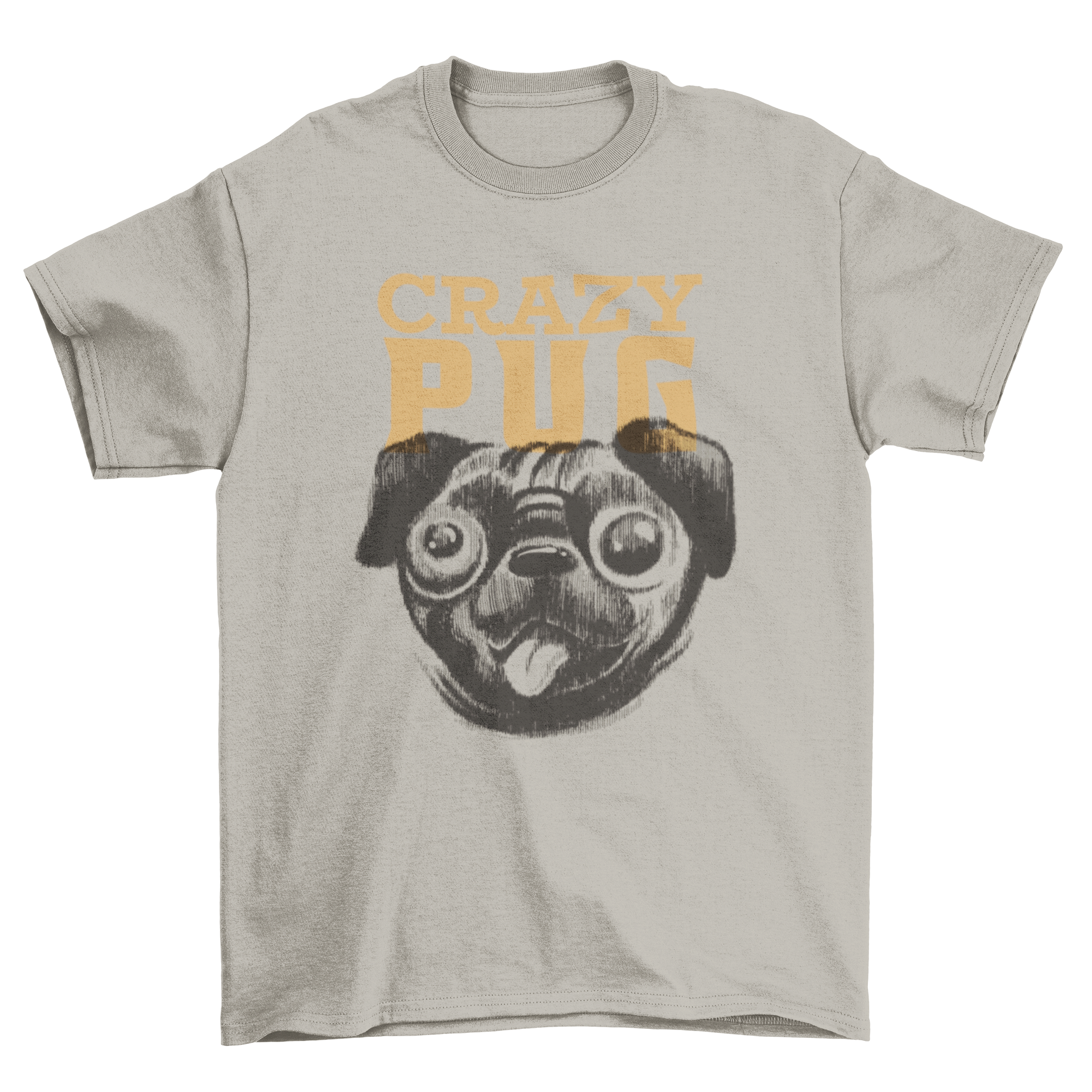 A humorous t-shirt featuring a cute pug with the caption 'Crazy Pug', perfect for dog lovers.