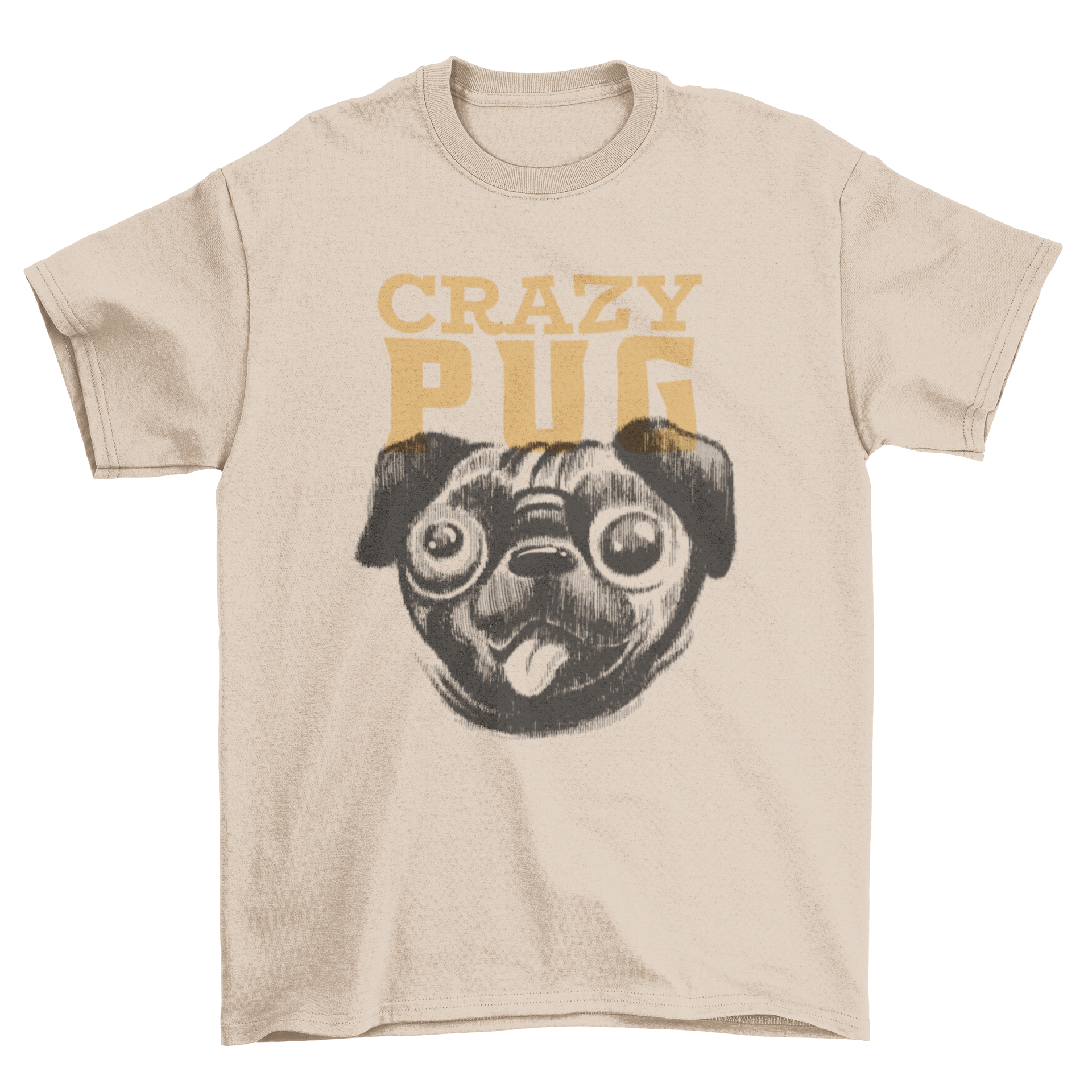 A humorous t-shirt featuring a cute pug with the caption 'Crazy Pug', perfect for dog lovers.