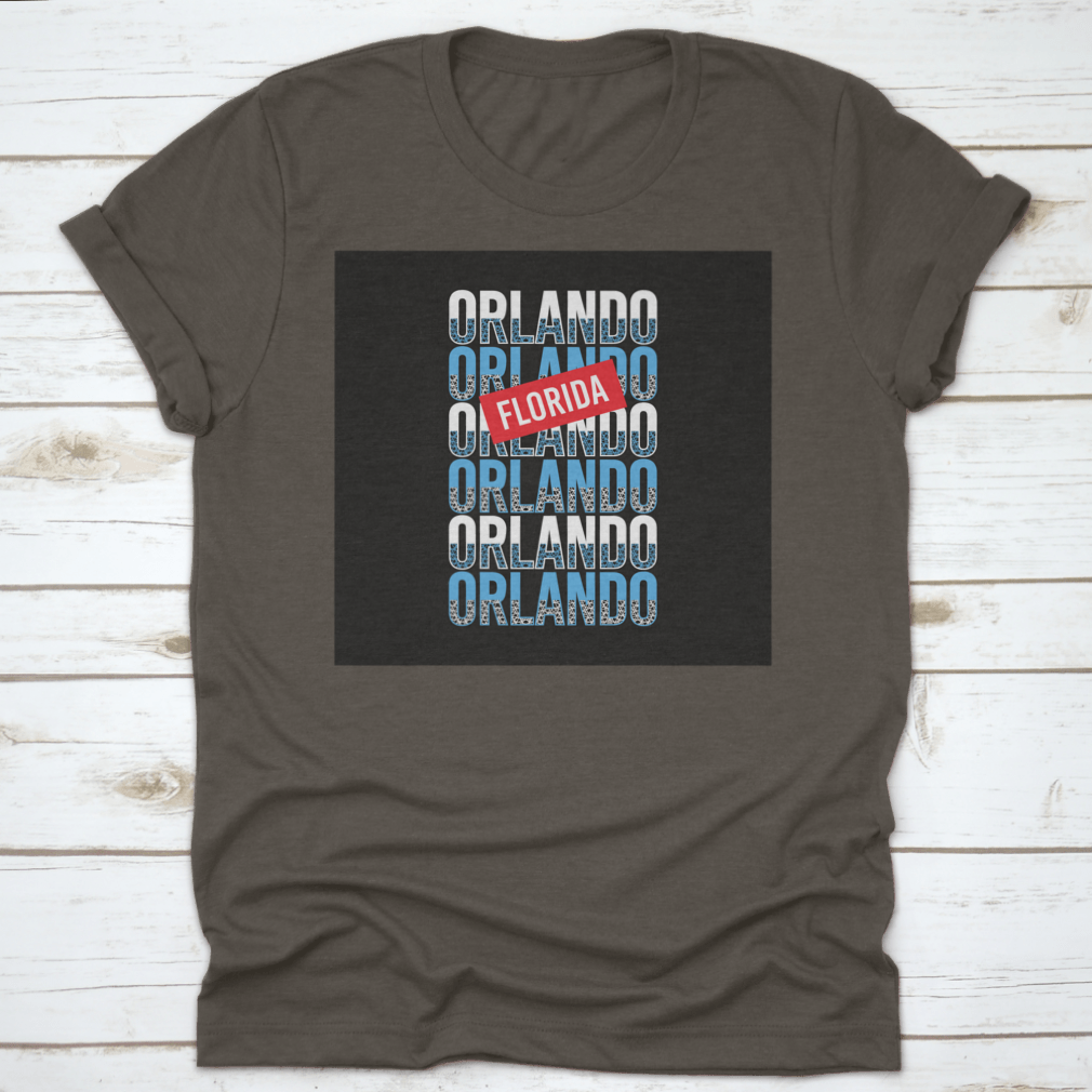 Creative typography design featuring Orlando, Florida city lettering on a stylish garment.
