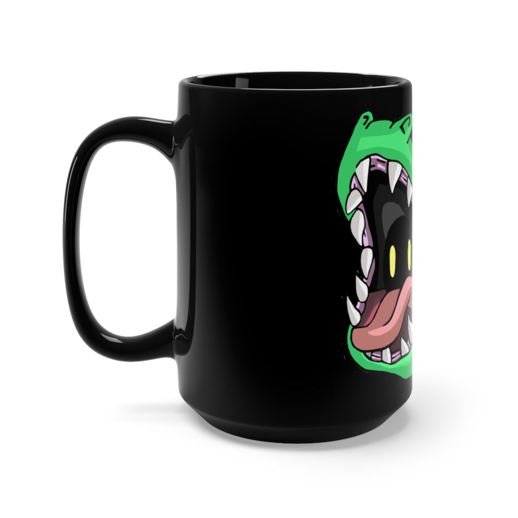 Crock Black Mug 15oz, a durable black ceramic mug with rounded corners and a comfortable C-handle, perfect for coffee and tea.