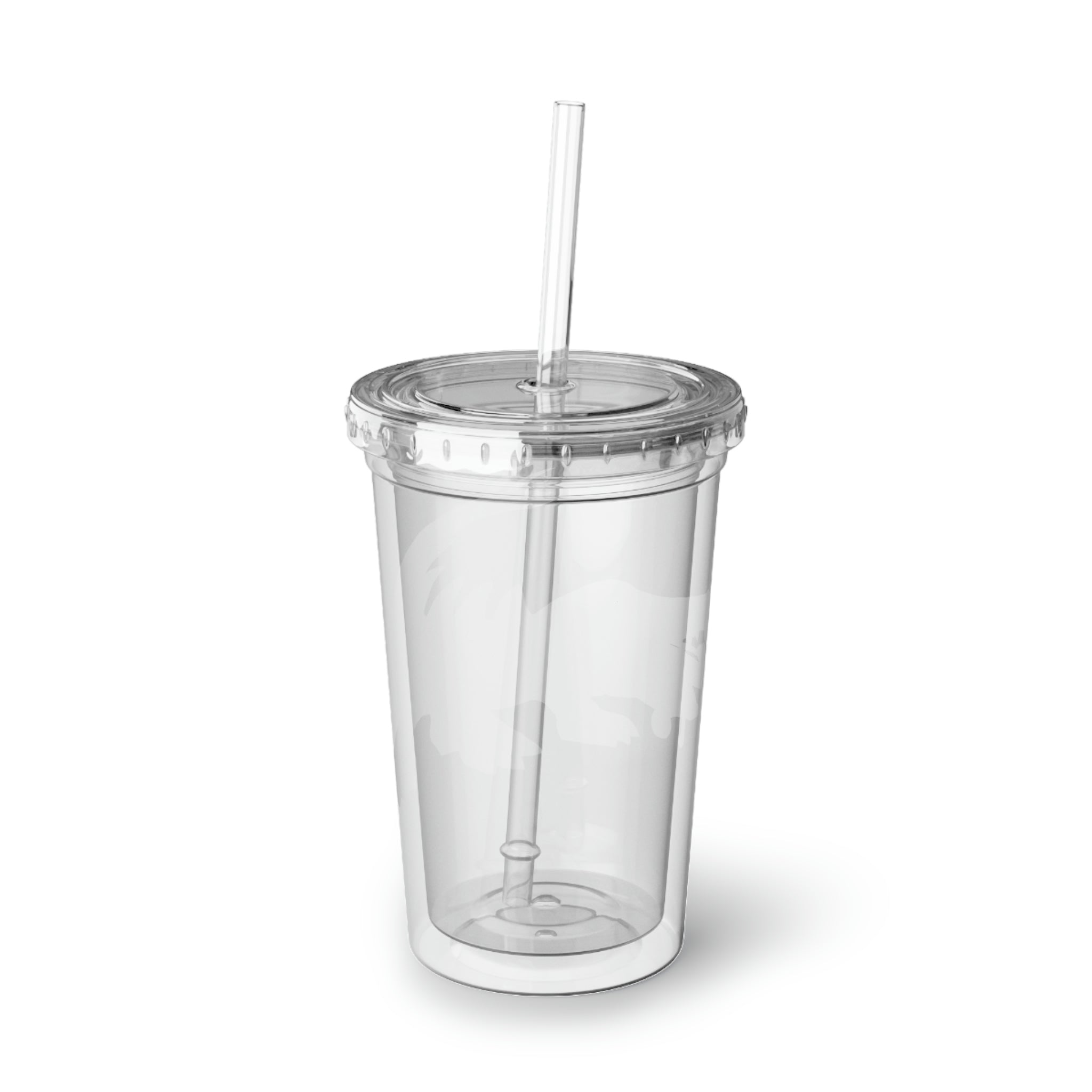 Crocodilas Suave Acrylic Cup with double-wall insulation, featuring a customizable design and a straw.