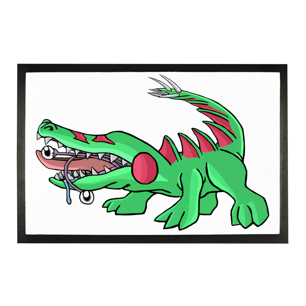 Crocodilas Sublimation Doormat featuring customizable design area and durable rubber material, ideal for home or office entryways.
