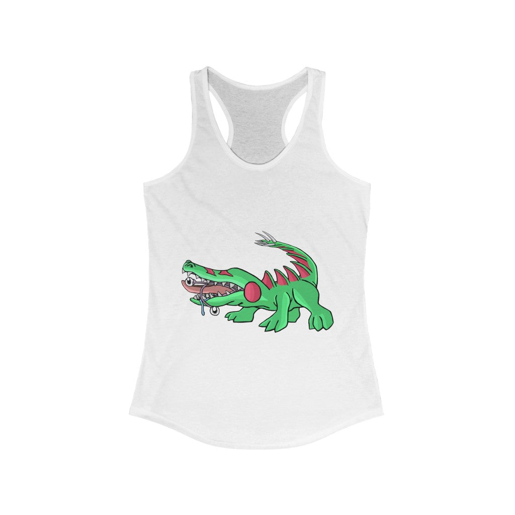 Crocodilas Women's Ideal Racerback Tank in various colors, showcasing its slim fit and racerback design.