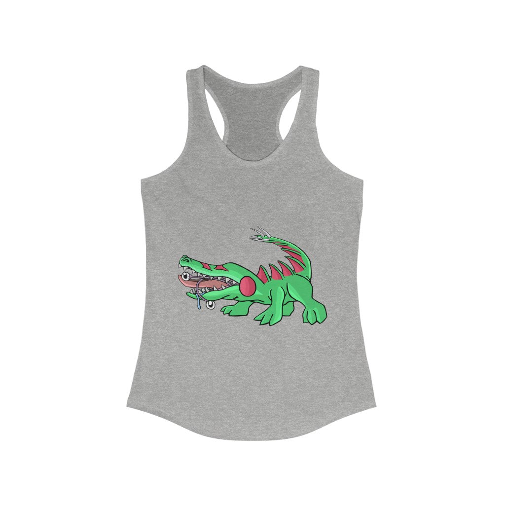Crocodilas Women's Ideal Racerback Tank in various colors, showcasing its slim fit and racerback design.