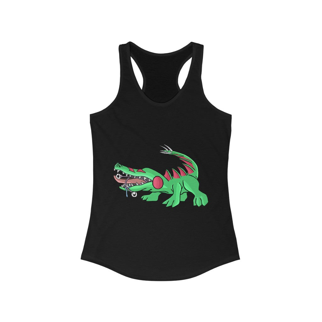 Crocodilas Women's Ideal Racerback Tank in various colors, showcasing its slim fit and racerback design.