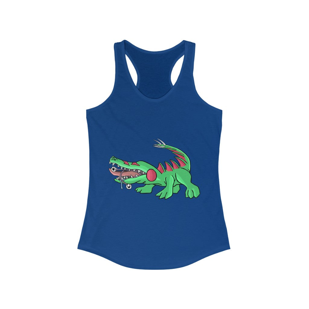 Crocodilas Women's Ideal Racerback Tank in various colors, showcasing its slim fit and racerback design.