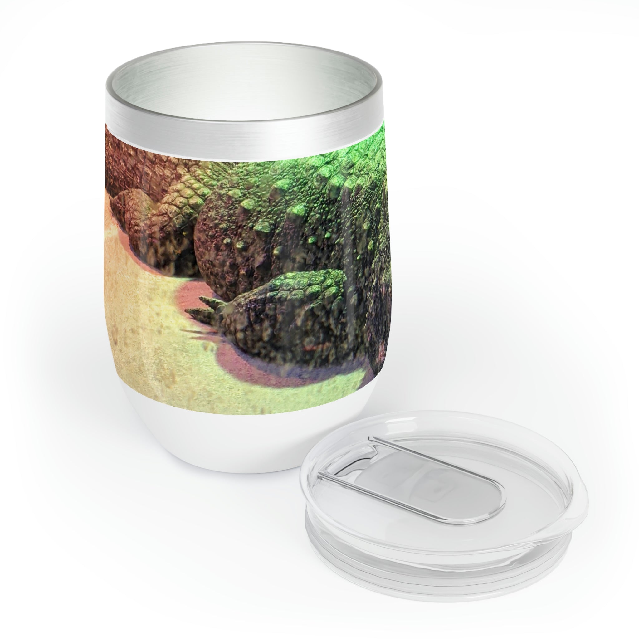 Crocodile Chill Wine Tumbler in stainless steel with a sleek design, perfect for keeping drinks at the ideal temperature.
