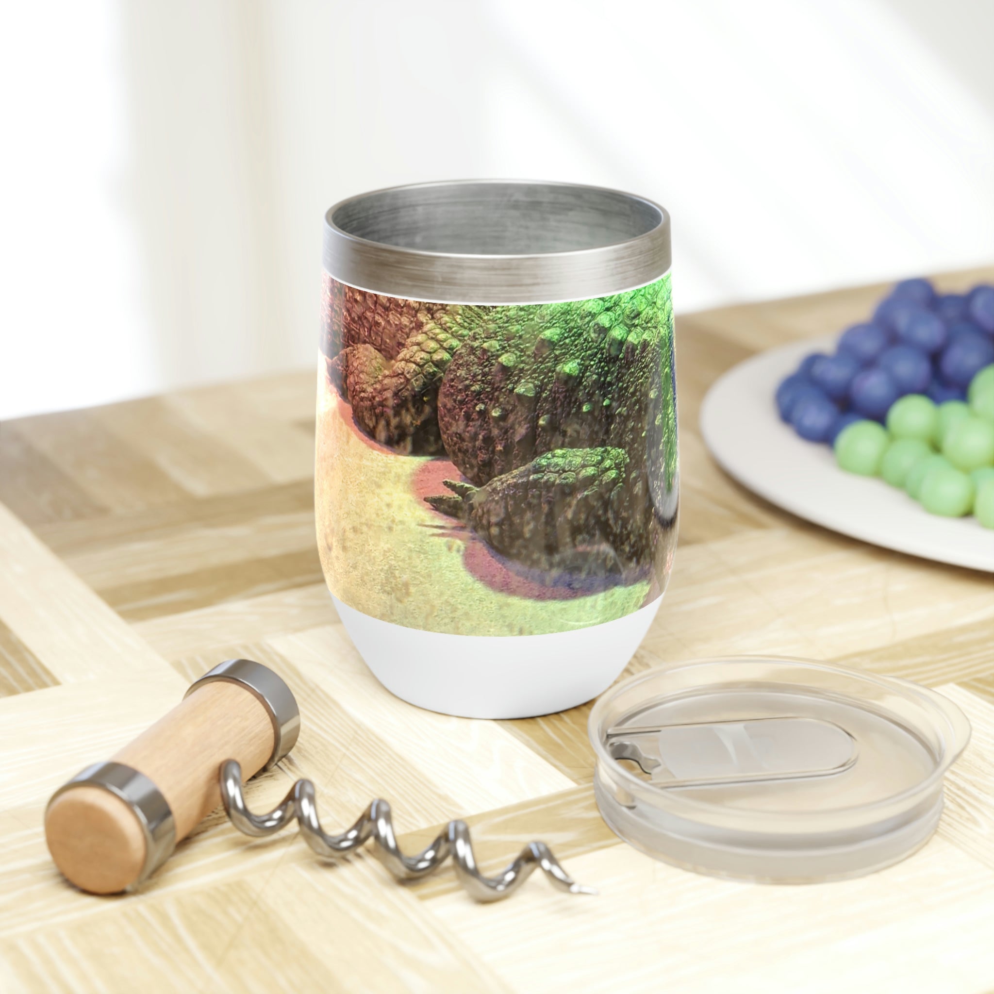 Crocodile Chill Wine Tumbler in stainless steel with a sleek design, perfect for keeping drinks at the ideal temperature.
