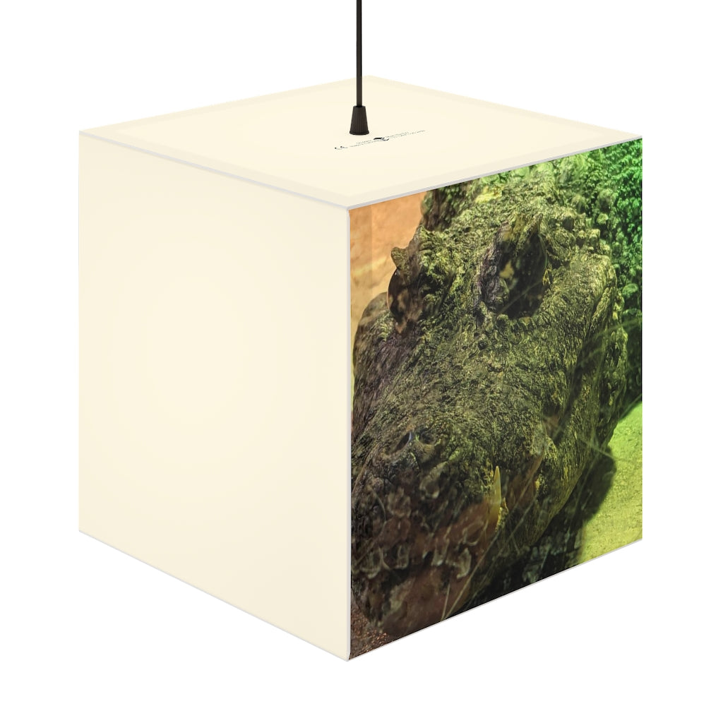 A stylish Crocodile Light Cube Lamp in a modern setting, showcasing its unique cube design and soft glow.