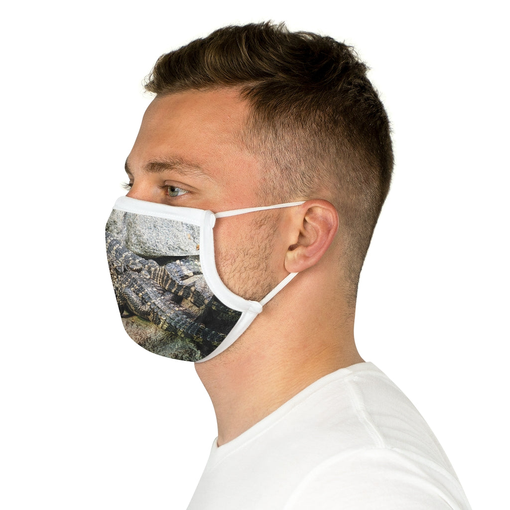 Crocodiles Cotton Face Mask featuring a unique crocodile design, made from 100% cotton with adjustable nose wire and elastic earloops.