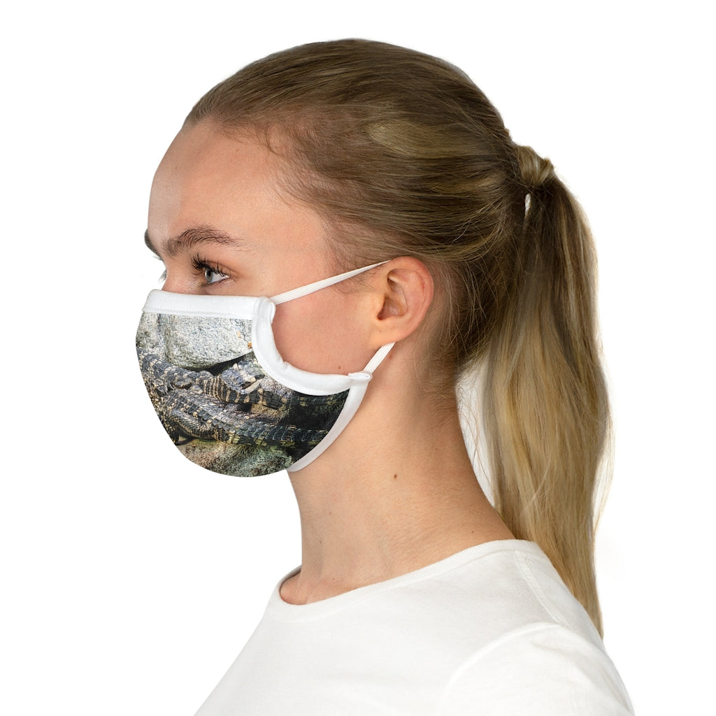 Crocodiles Cotton Face Mask featuring a unique crocodile design, made from 100% cotton with adjustable nose wire and elastic earloops.