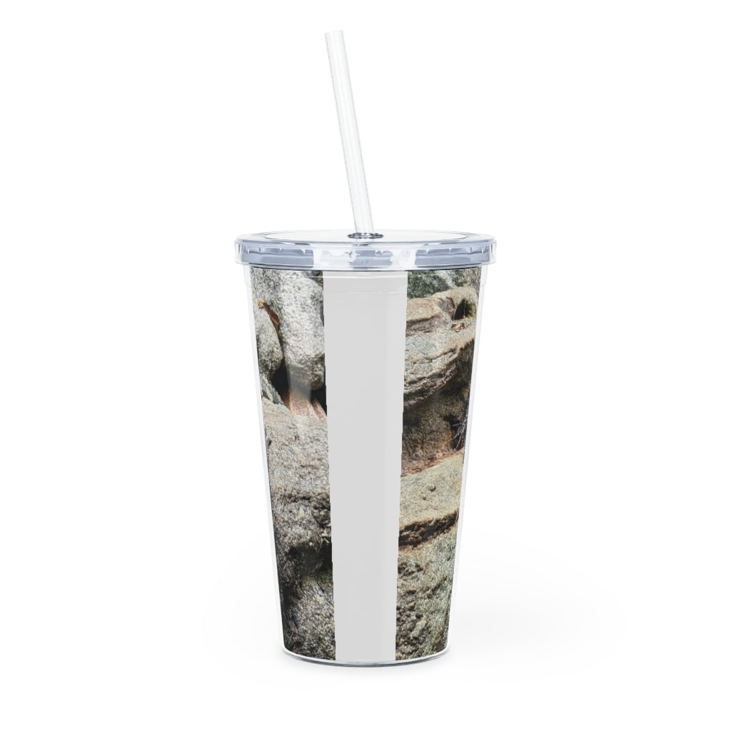Crocodiles Plastic Tumbler with Straw, featuring a customizable design and double wall insulation, perfect for parties and events.