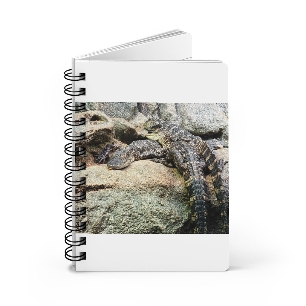 Crocodiles Spiral Bound Journal with glossy laminated cover and lined pages, showcasing a stylish design.