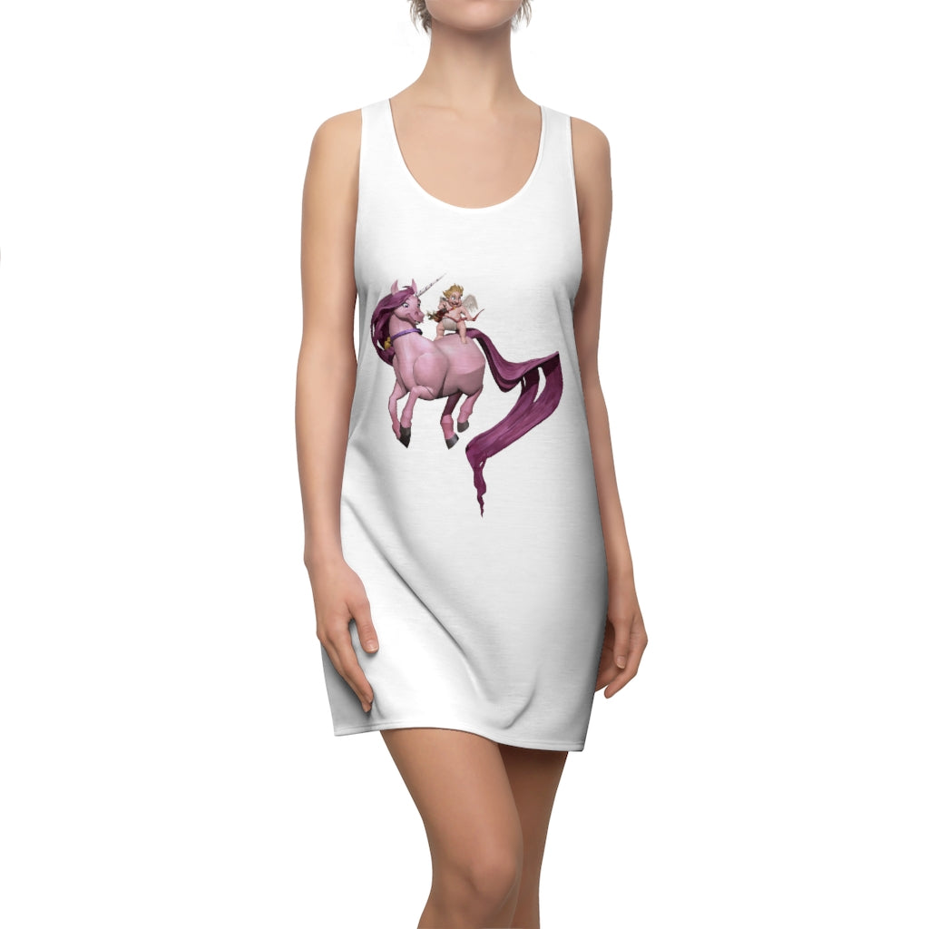 A stylish Cupid and Horse women's racerback dress featuring a feminine cut and comfortable fit, perfect for various occasions.