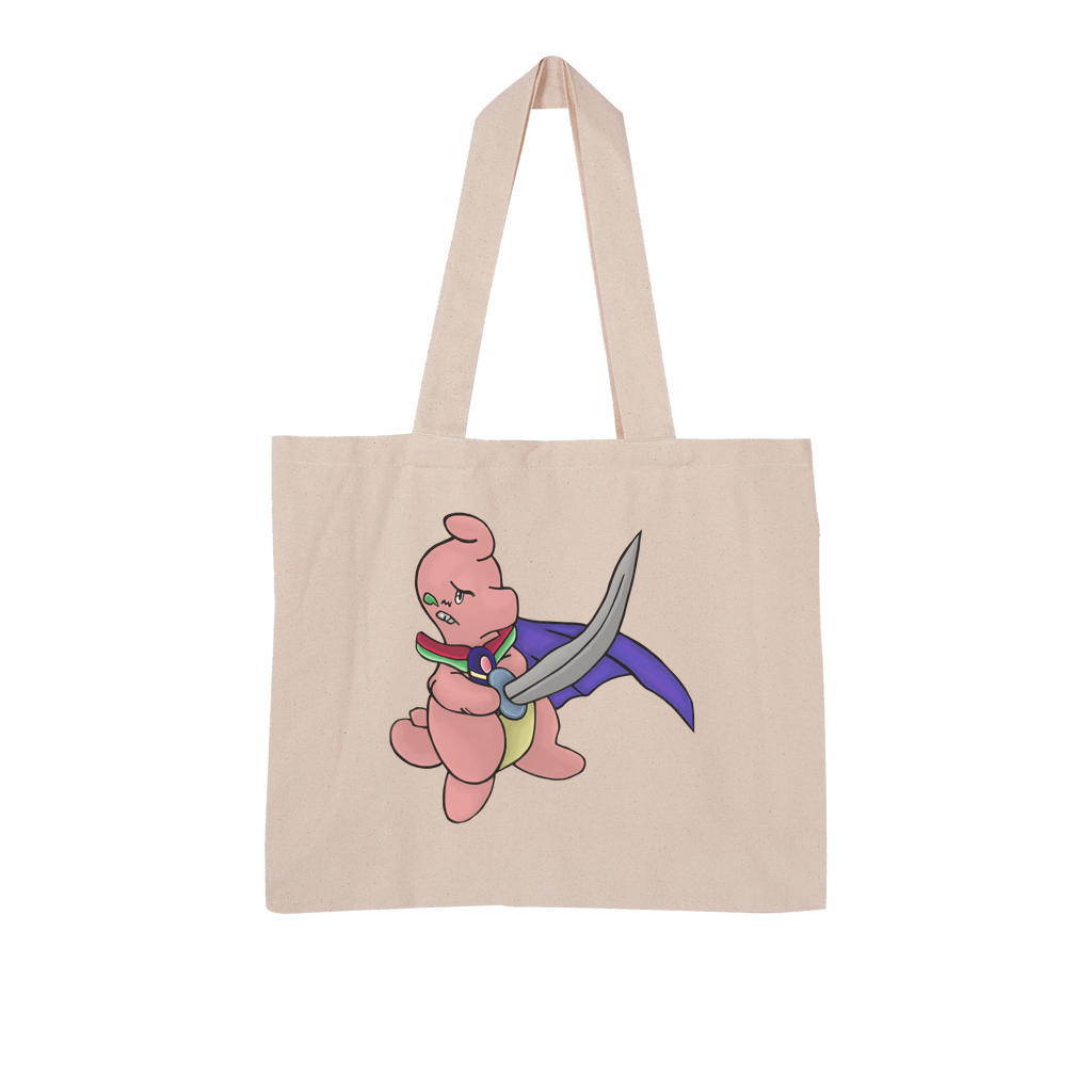 Curswordsman Large Organic Tote Bag made from 100% organic cotton, featuring internal pockets and eco-friendly design.