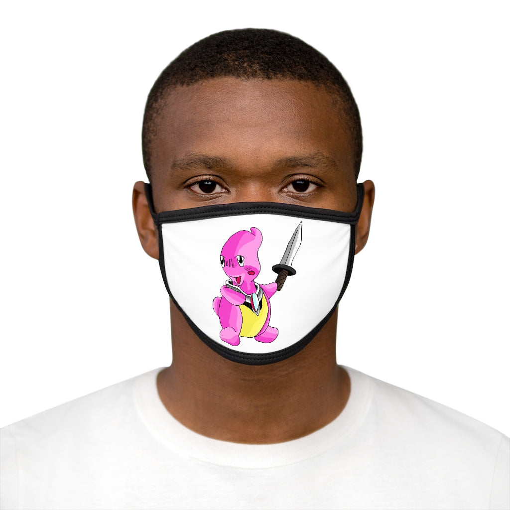 Curswordsman Mixed-Fabric Face Mask featuring a black outer edge and earloops, made of polyester and cotton for comfort and style.