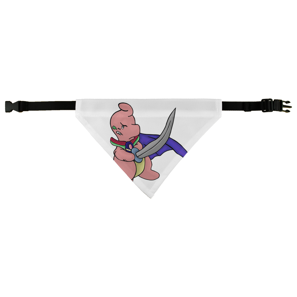 Curswordsman Pet Bandana made of 100% polyester, featuring a classic design and easy fastening strap, perfect for pets.