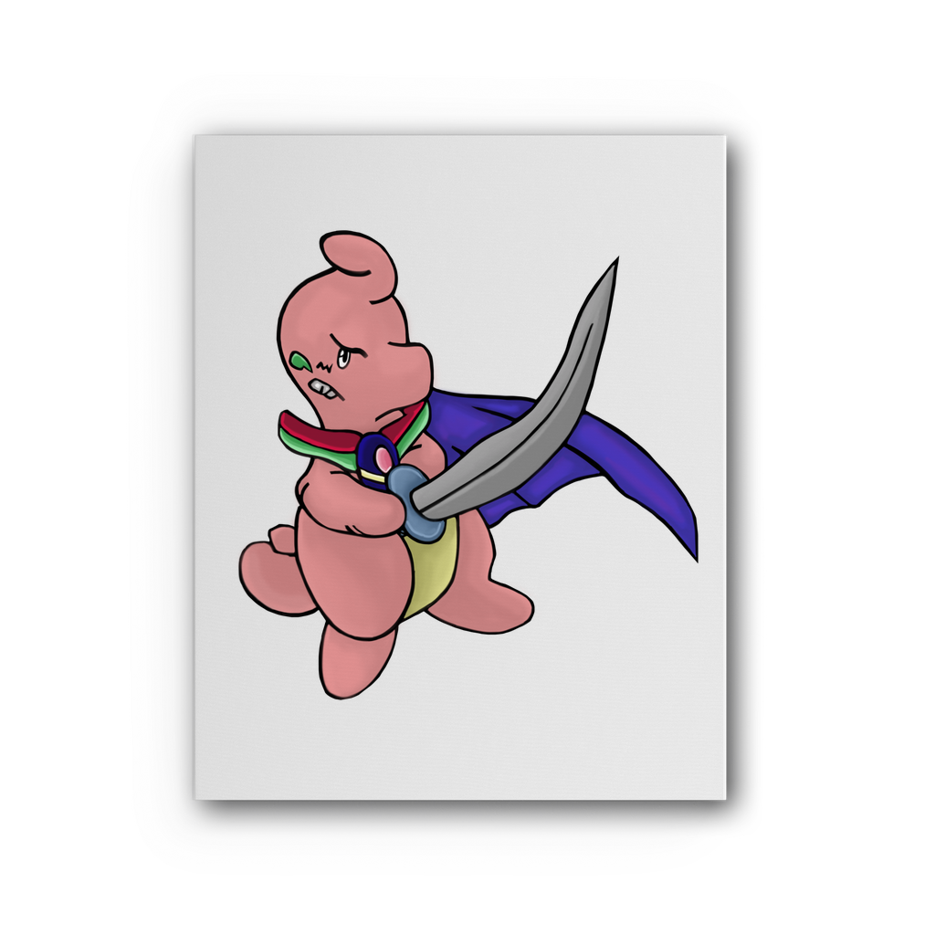 Curswordsman Premium Stretched Canvas featuring vibrant colors on a cotton-rich canvas, framed with pine stretcher bars.