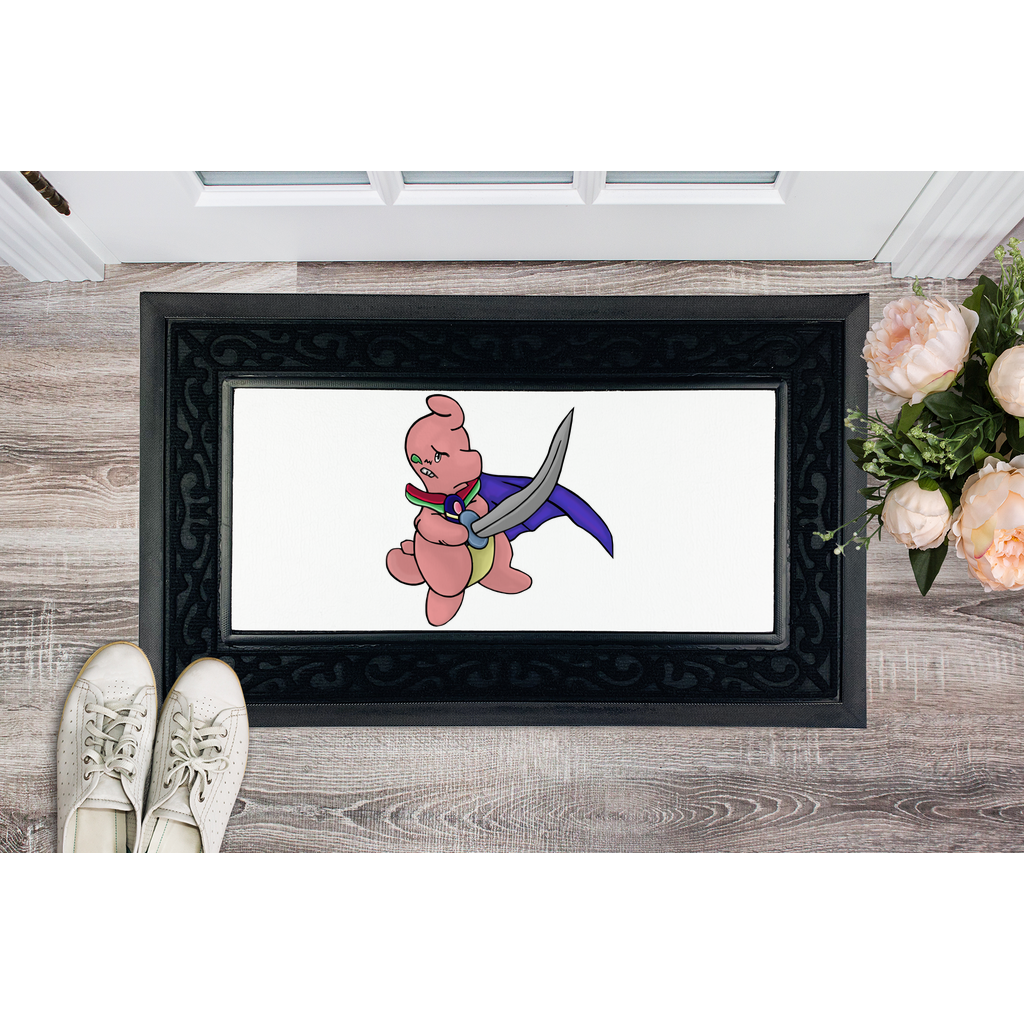 Curswordsman Sublimation Heavy Duty Door Mat featuring a removable fabric center and stylish brush border, ideal for home entryways.