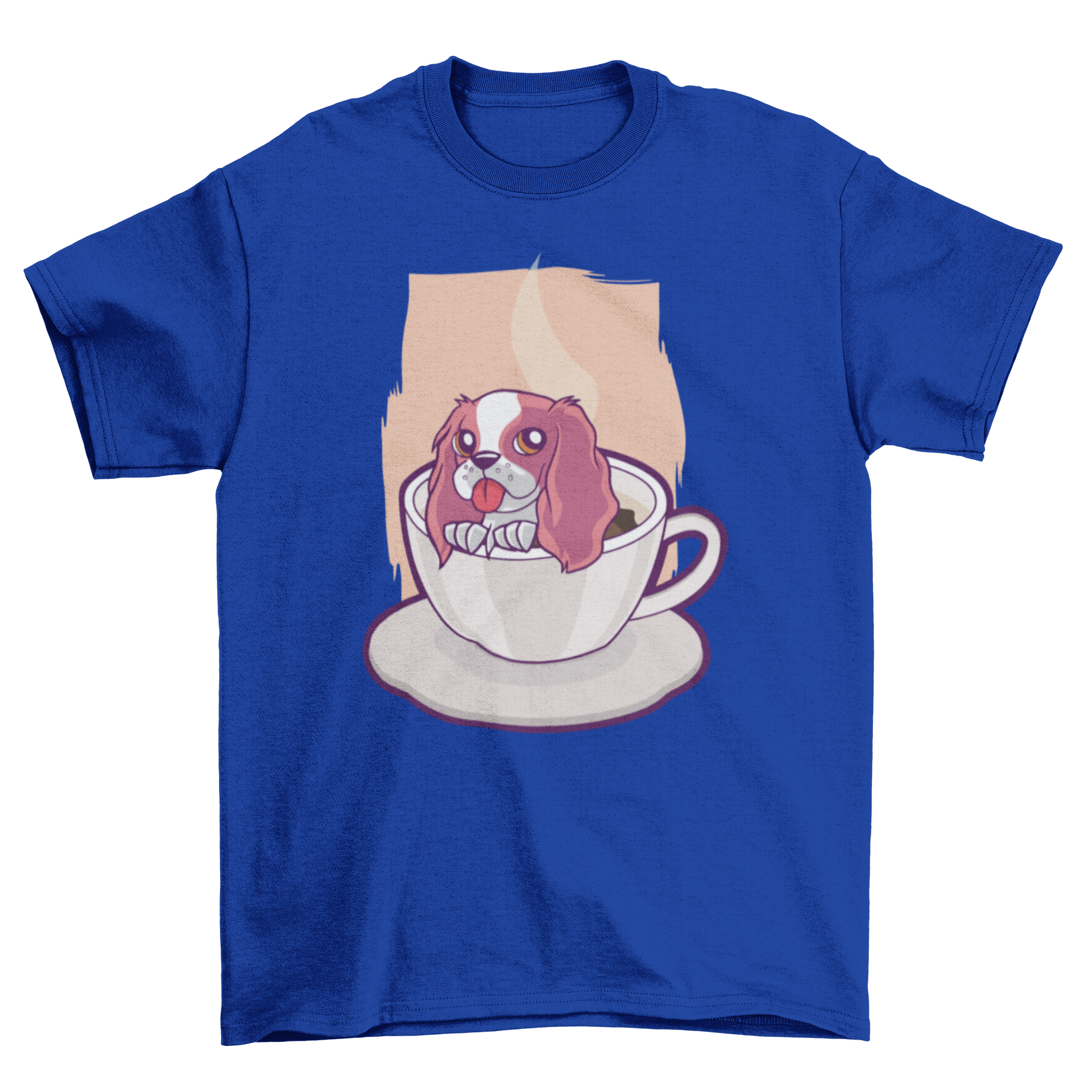 Cute t-shirt featuring a playful puppy inside a coffee cup, perfect for dog lovers.