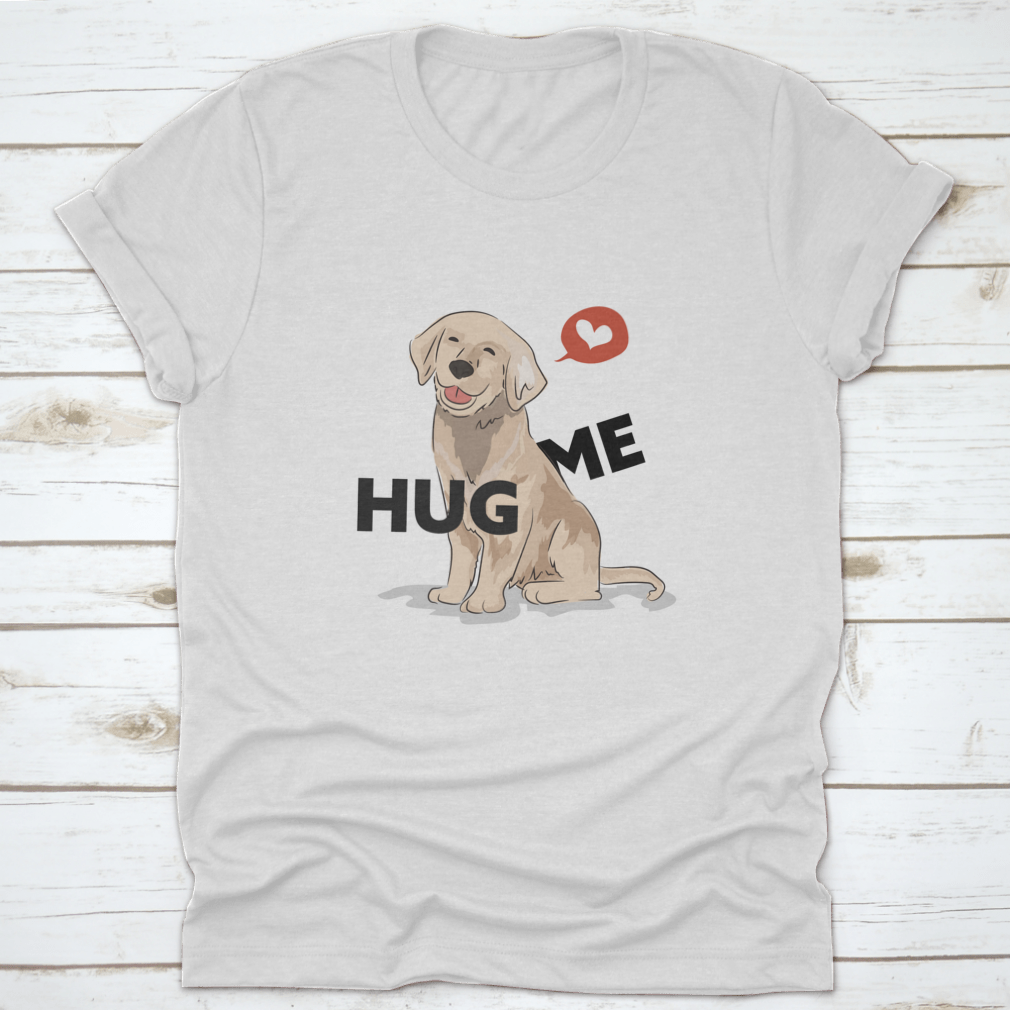A cute dog illustration with a bubble heart and slogan on a soft cotton T-shirt, perfect for dog lovers.