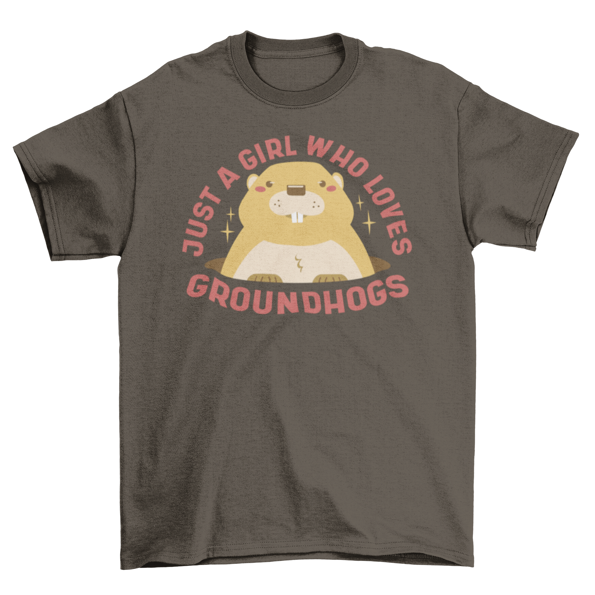 Cute groundhog graphic t-shirt with a quote about groundhogs.