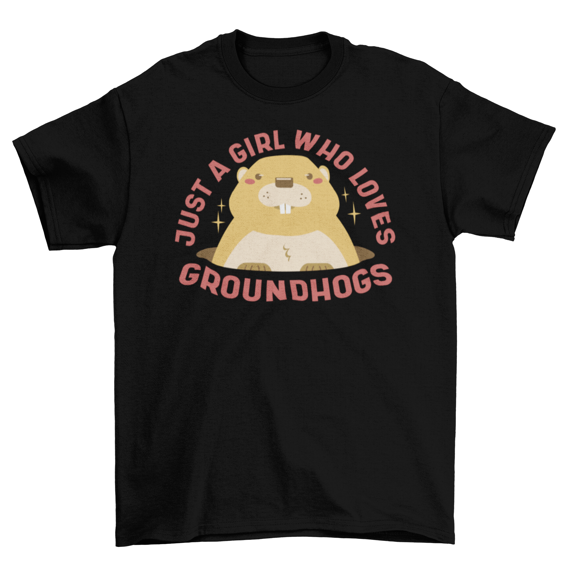 Cute groundhog graphic t-shirt with a quote about groundhogs.