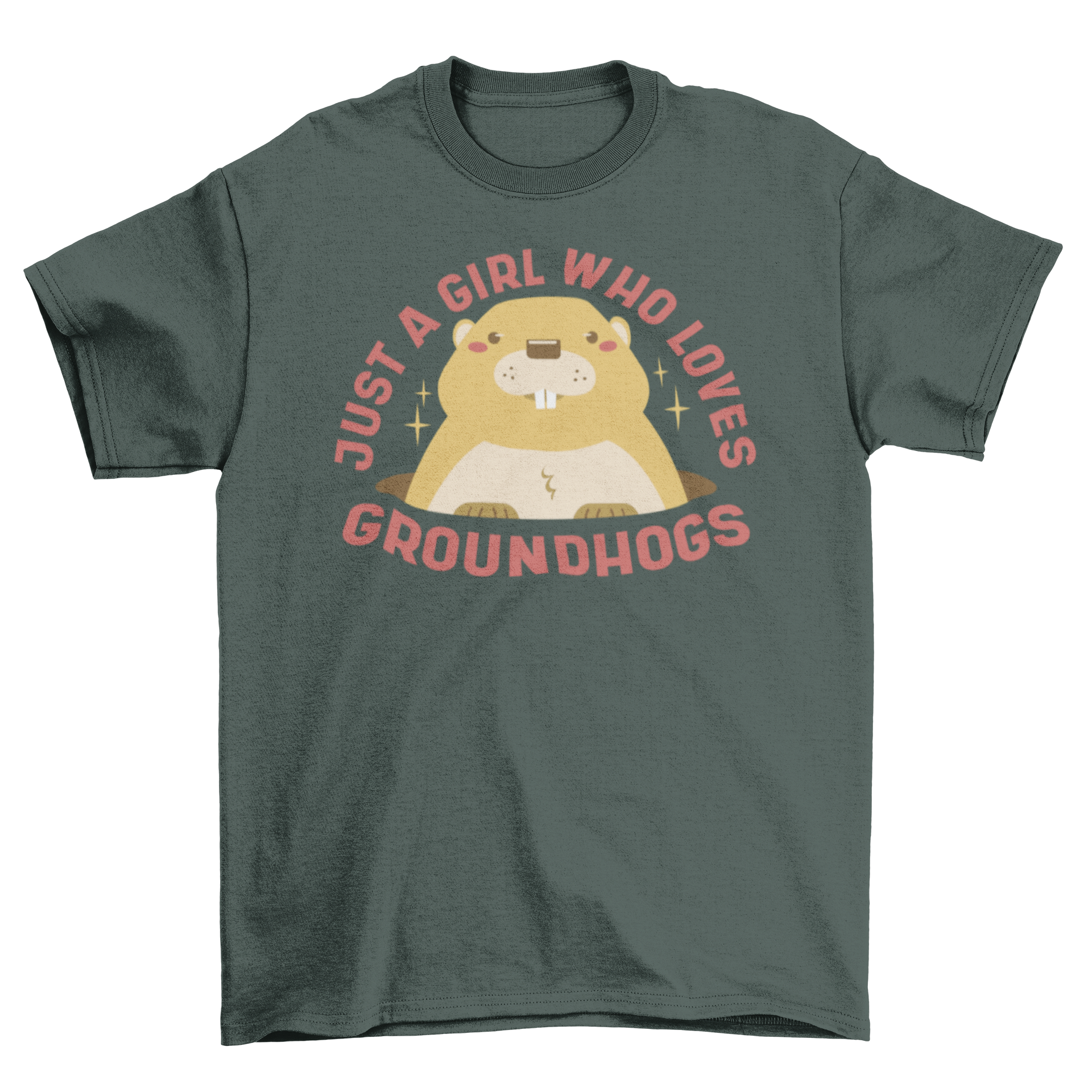 Cute groundhog graphic t-shirt with a quote about groundhogs.